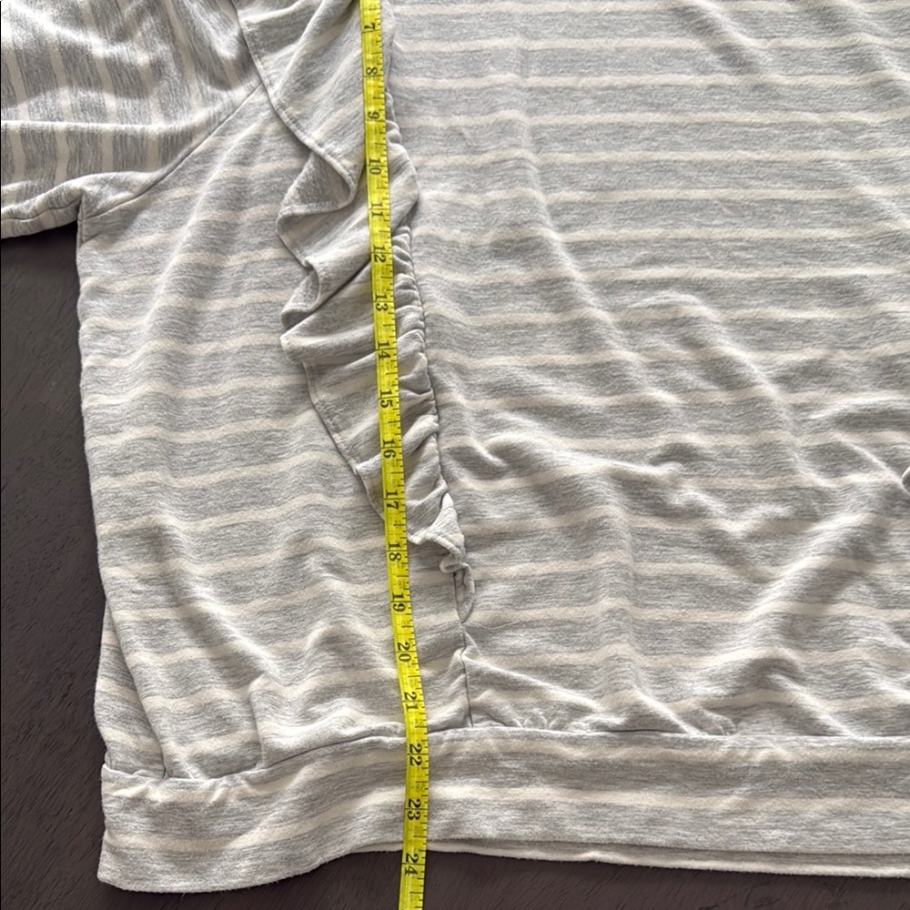 Striped Gray Ruffle Top - Picture 5 of 7